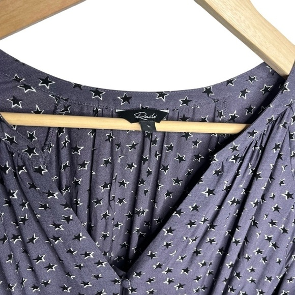 Rails Jasmine Star Print Long Sleeve Dress In Midnight Stars Sz L - Picture 7 of 9